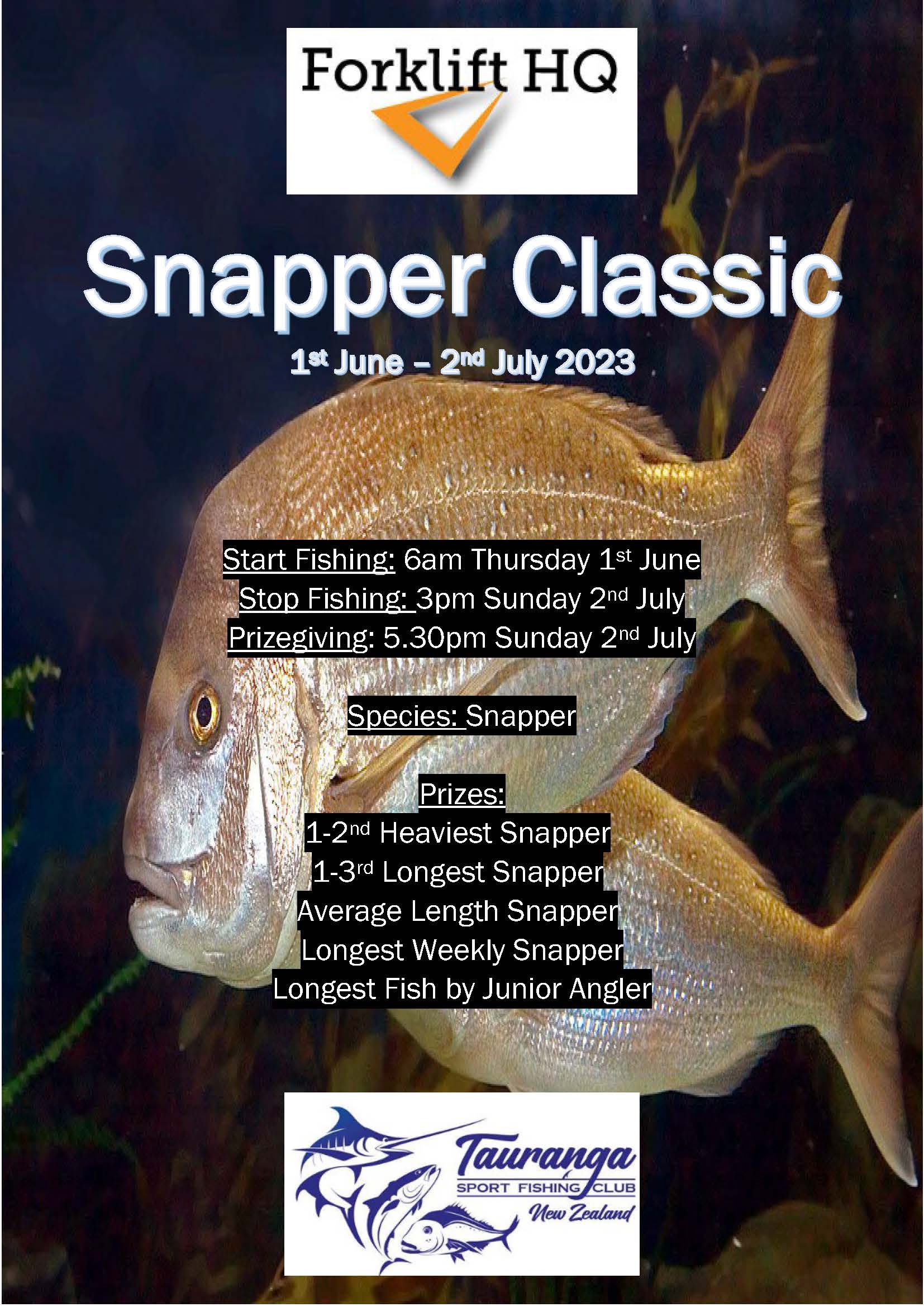 Forklift HQ Snapper Classic Tauranga Sport Fishing Club